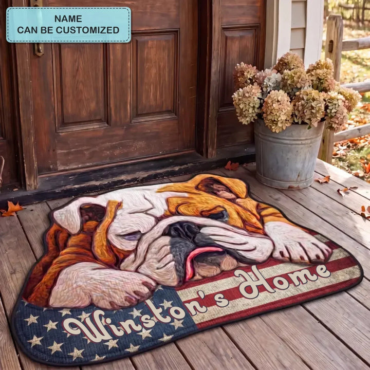 Custom Shape Doormat featuring Faithful Bulldog Design