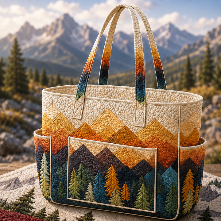 Aurore | Quilted Tote Bag with a Forest Landscape