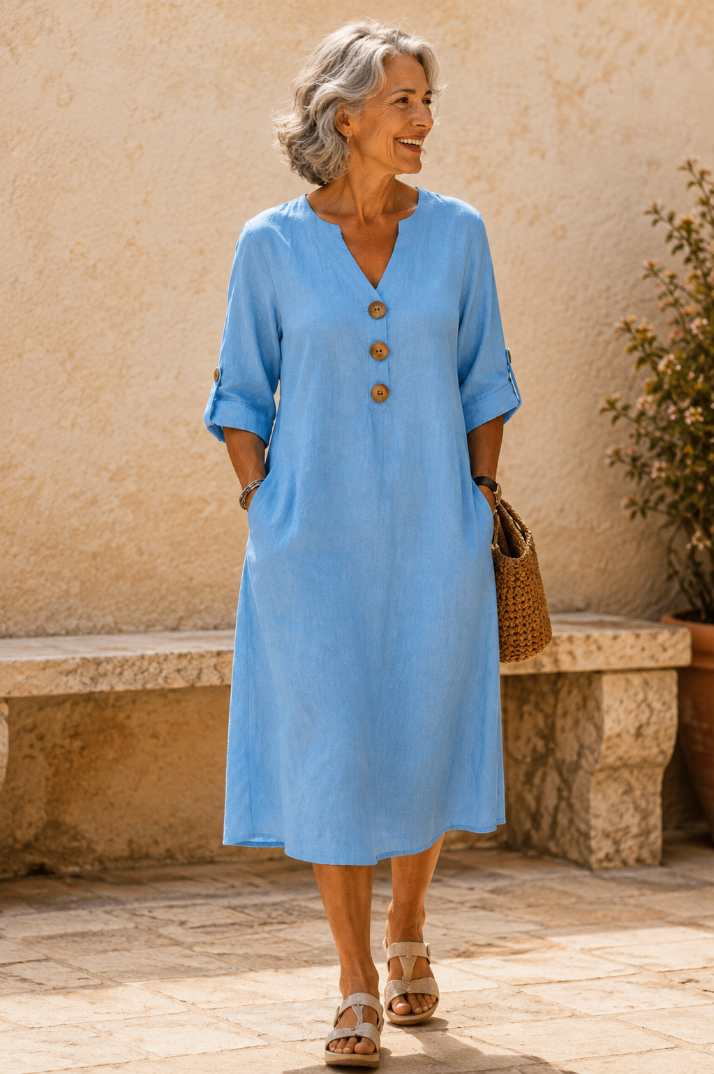 Marie | Φόρεμα με κουμπιά και ρυθμιζόμενα μανίκια