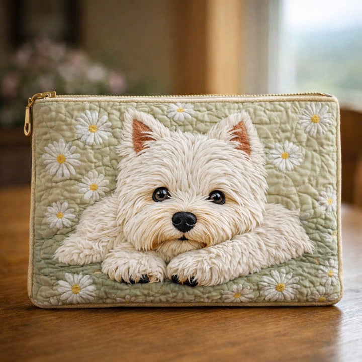 Daisy Westie Dream Quilted Pouch