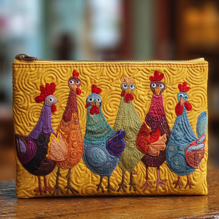 Funky Chicken Quilted Pouch V4