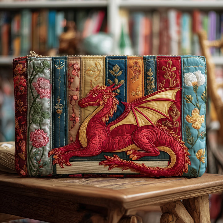 Bookish Dragon Quilted Pouch V1