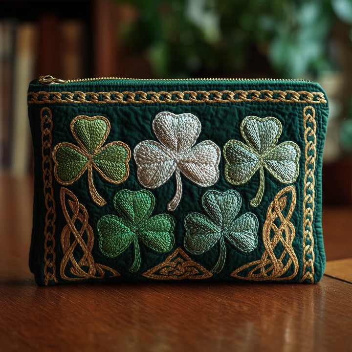 Irish Shamrock Quilted Pouch V5