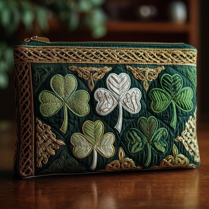 Irish Shamrock Quilted Pouch V3