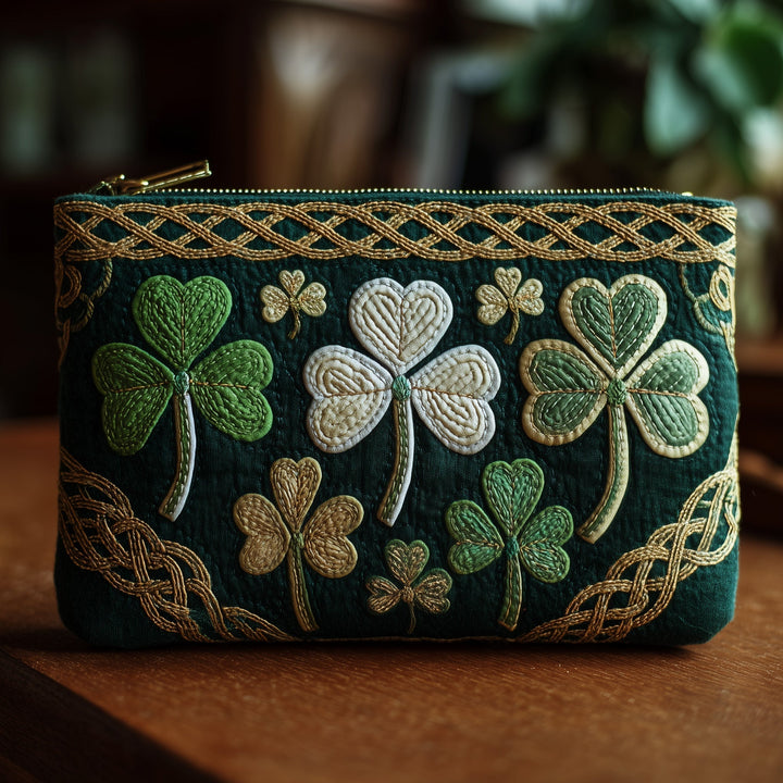 Irish Shamrock Quilted Pouch V4