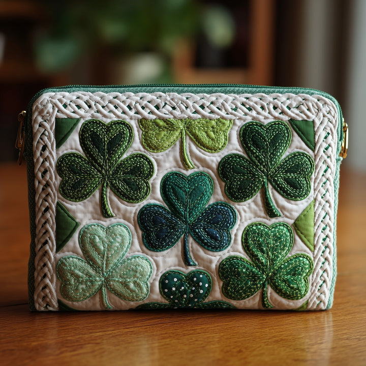 Irish Shamrock Quilted Pouch V7
