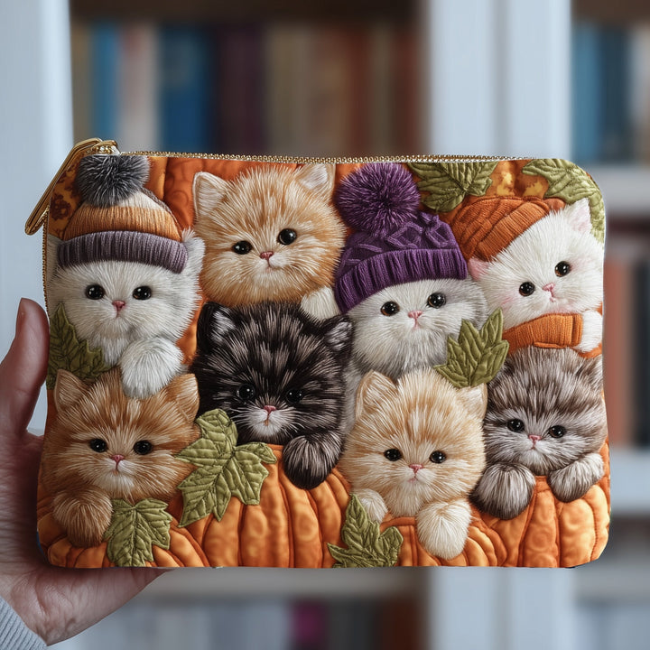 Purrfectly Autumn Quilted Pouch