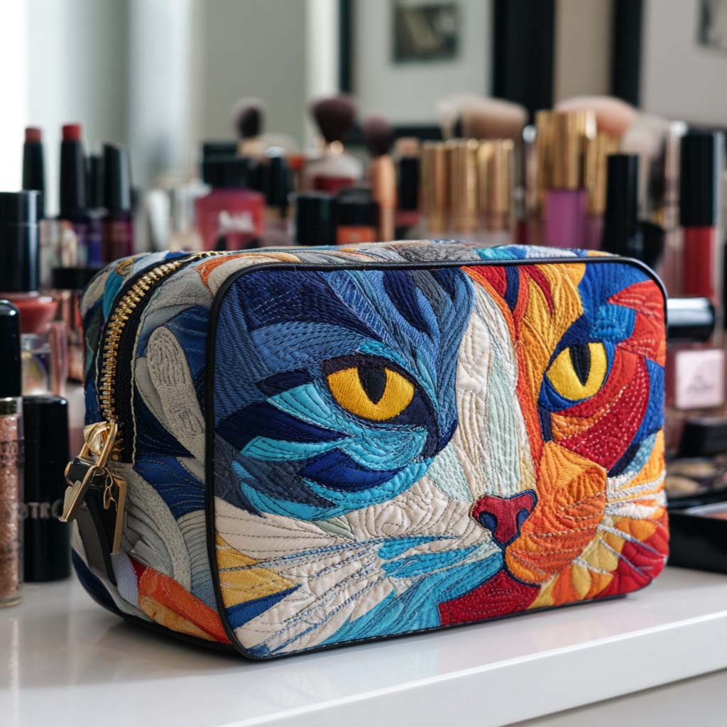 Golden Eyes Quilted Cosmetic Bag