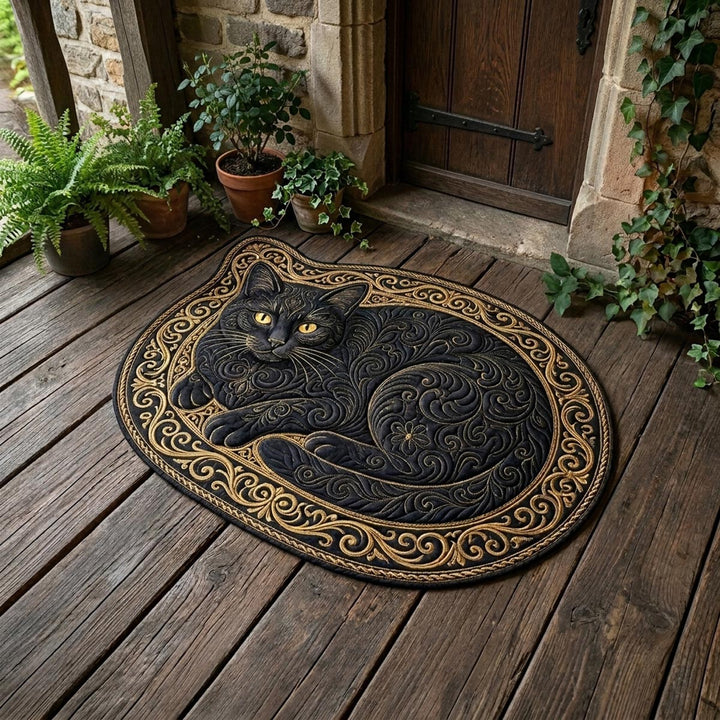 Custom Midnight Cat Shaped Doormat