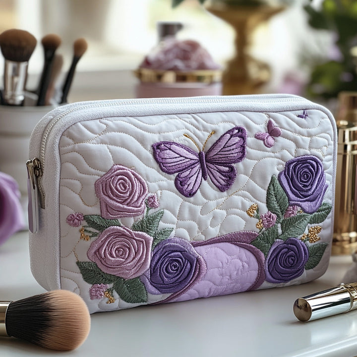 Elegant Lilac Quilted Cosmetic Bag