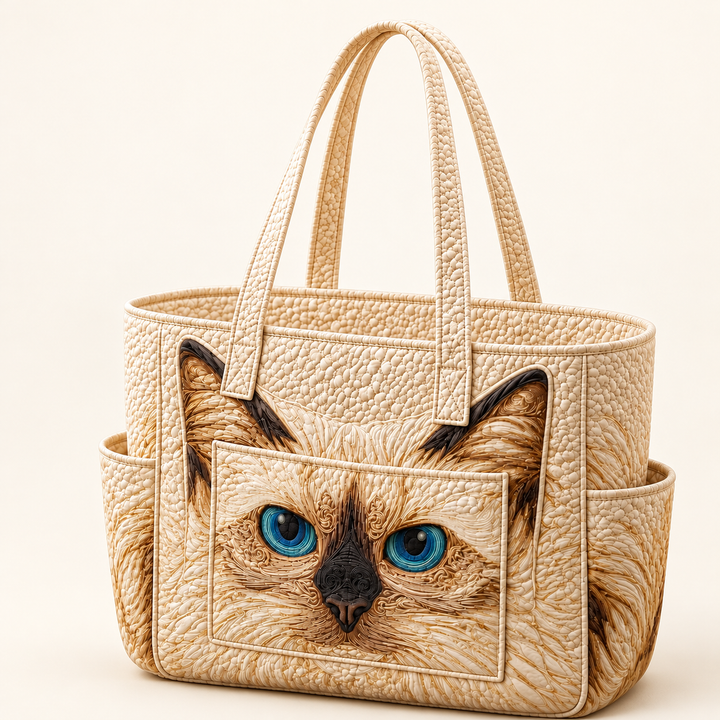 Sinéad | Καπιτονέ τσάντα tote με μια γάτα Ragdoll